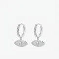 S925 sterling silver evil eye hoop earrings with sparkling cubic zirconia pavé setting - 925 Silver / Silver