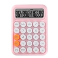 Calculatrice clavier mécanique rose avec grand écran LCD 12 chiffres pour étudiants - 817 Couleur Unie Basique Rose Pêche