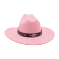 Pink wide brim fedora hat with floral band and silver lion emblem in a retro style - Pink