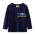 Dunkelblaues Langarm-T-Shirt für Jungen mit Dinosaurier-Skelett-Print und Schriftzug - Navyblau Dinosaurier-Skelett-Stil (7035) / 7T (Empfohlene Höhe 120-130cm)