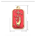 Detail showing red enamel Tarot star pendant with dimensions 25mm x 13mm and 4.4g weight - Red Star Rectangle-YE480-1