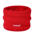 Winter fleece-lined knitted neck warmer in vibrant red with embroidered lettering - 23*14*2cm / Red