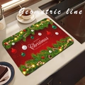 Christmas absorbent kitchen draining mat with red festive patterns on a countertop - Christmas Draining Mat-5