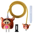 Cartoon tiger silicone case kit for 18W/20W charger head and USB cable protection - Tigger / Five-Piece Set