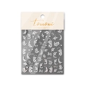 White floral and leaf nail stickers with elegant script on gray background, model to-2050 - White Floral Cluster (to2050)