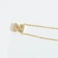 Gold letter N pendant necklace with paved zircon stones on a sleek chain for women - Letter Z