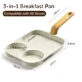Padella per colazione 3 in 1 antiaderente con rivestimento maifan e manico in legno - Uso generale / Beige