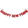 Red Happy New Year swallowtail banner with firecracker decor for festive party decoration - Happy New Year Red