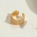 Elegant 14k gold plated wide open ring featuring hollow patterns and paved zircons - 14K Gold Hollow Full Zircon
