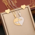 Detail view of gold and silver heart puzzle necklaces and matching earrings on a gift box - Gender Symbol Love You Heart Style (8#)