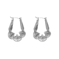 Elegante silberne Edelstahl-Ohrringe mit spiralförmigem Schlangenschuppen-Struktur-Design - Trapez-Spiral-Stil (JXRH-8)