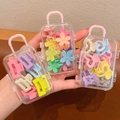 Mini-Koffer Aufbewahrungsbox mit bunten Haarspangen in Herz- und Blumenform für Mädchen - Quadrat + Blumen + Herz 30 Stk. Beutel