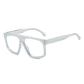 Fashion futuristic oversized silver frames with clear lenses in a 45-degree angle view - Silver Frame