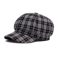 Berretto newsboy classico a scacchi bianchi e neri in stile pittore ottagonale strutturato - Stile Griglia Bianco e Nero / Nero