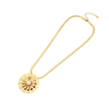 Collar de cadena de serpiente dorada con colgante radial y perla central - 1# Collar