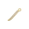 Detail of gold-plated dagger pendant featuring clear cubic zirconia stones and top loop - Gold 02