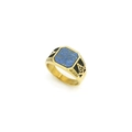 Classic Freemason men's gold ring with blue lapis lazuli stone and vintage engraving - US 7 / Gold Blue Frosted Lapis Lazuli