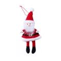 Plush Santa Claus ornament in red velvet with a white beard and golden buckle detail - Santa Claus