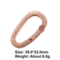 Rose gold copper carabiner connector with white zircons for DIY jewelry making - Style 60: Copper Micro-set Zircon Connecting Clasp