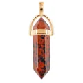 Hexagonal crystal pendant necklace in red and black natural stone with gold clasp - Gold O-Chain / Mahogany Obsidian
