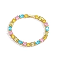 Colorful gemstone bracelet with gold plating featuring round and oval zircon stones - Gold Bracelet