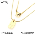 Gouden ketting met rechthoekige letter T-hanger, slangenschakel en karabijnsluiting - Gouden Letter T (KN293446-Z)