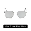 Modern geometric sunglasses with silver frame and silver mirrored reflective lenses - Silver Frame White Mirror Lens