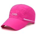 Magenta quick-dry baseball cap with reflective strips and breathable laser-cut holes - Rose Red