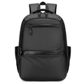 Mochila de viaje negra para negocios con acabado mate impermeable y múltiples cremalleras - Negro