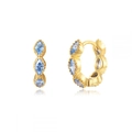 Dettaglio del marchio S925 su orecchini dorati con pietre blu dal taglio marquise - Zircone Blu (Placcato Oro)