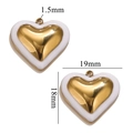Golden heart-shaped charm with white enamel detail for DIY jewelry making, 19mm size - White