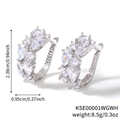 Boucles d'oreilles créoles en argent serties de zircons avec mesures détaillées - Platine Tout Zircon Blanc