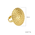 Vintage 18k gold plated stainless steel open ring with 26mm textured dome flower design - Round Scale Ring