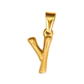 Bamboo style 18K gold plated stainless steel letter y pendant for necklaces - Letter Y