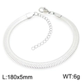 Sleek 5mm silver snake chain bracelet in polished stainless steel with lobster clasp - Silver Snake Chain Bracelet (KB203735-Z)