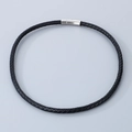 Bracelet tressé en cuir noir avec un fermoir magnétique en argent poli pour hommes et femmes - Style B-6mm Cordon Noir-Fermoir Acier-Collier