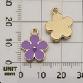 Purple enamel flower alloy pendant with 18mm golden base for DIY jewelry making - Flower 14x17mm