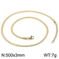 Collier chaîne serpent plate dorée en acier inoxydable 500x3mm avec fermoir mousqueton - 500x3mm / Or