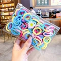 Colorful high-elasticity macaron hair bands set in daisy pattern transparent zipper bag - 50 Pcs Bag / Spring Colors