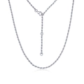 Elegante collar de cadena de cuerda de plata de ley 925 con cierre de langosta ajustable en plata - Collar Ajustable / Oro blanco (cadena de cuerda gruesa)