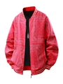 Veste baseball homme rouge dégradé avec imprimé paisley blanc et finitions côtelées rayées - S / Rouge