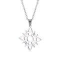 Collier mode pour femmes en acier inoxydable avec pendentif étoile céleste argenté élégant - Acier Argenté Quatre Lunes