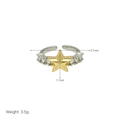 Macro shot of two-tone star ring showing dimensions 21mm and clear zircon inlay - Adjustable Open / Style E Star (Two-Tone)