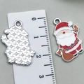 Red Santa Claus Christmas alloy charm pendant with 3cm scale measurement reference - Red Santa Claus 23x17mm