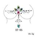 Detail of XT-05 multi-color resin crystal chest jewel stickers for festival body decoration - XT-05 AB Pink Jewel Sticker