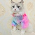 Flauschige Regenbogen-Plüschjacke für kleine Hunde und Katzen mit Reißverschluss - S / Regenbogen Gradient