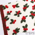 Plaid velvet fabric with cherry embroidery for Christmas gift wrapping, 48cm x 1.6m - New Cherry with Leaves Lambswool / 1.6m*50cm