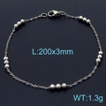 Handgemaakte zilveren roestvrijstalen kralenketting met karabijnsluiting maat 200x3mm - Zilveren Armband (KB165156-Z) / 200x3mm