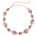 Vintage rose gold chain belt with engraved oval sunburst plates and lobster clasp - 19362 Rose Gold