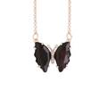 Fashionable golden necklace featuring a black crystal butterfly pendant with sparkling zircons - Black (6#)